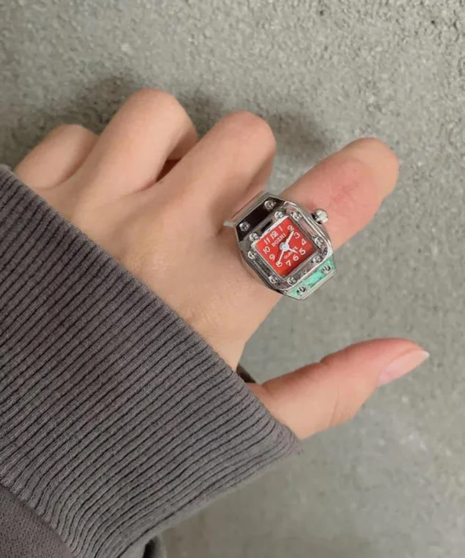 Unique Red Stainless Steel Hardlex Crystal Finger Watch