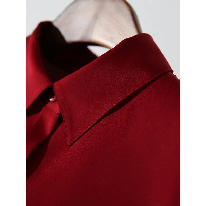 Uveng Uveng Red Dingy Shirt Long Sleeve Commuting Professional Blouse Spring And Autumn Anti- Wrinkling Temperament Shirt Summer