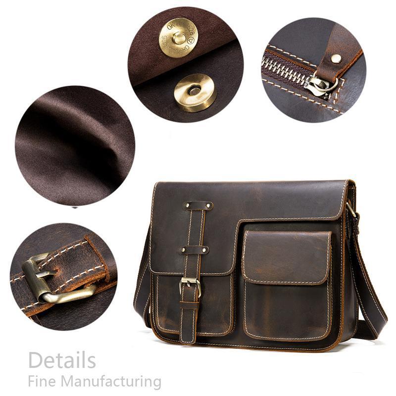 Men's High Quality Leather Shoulder Bag Buckle Closure Crossbody Bag