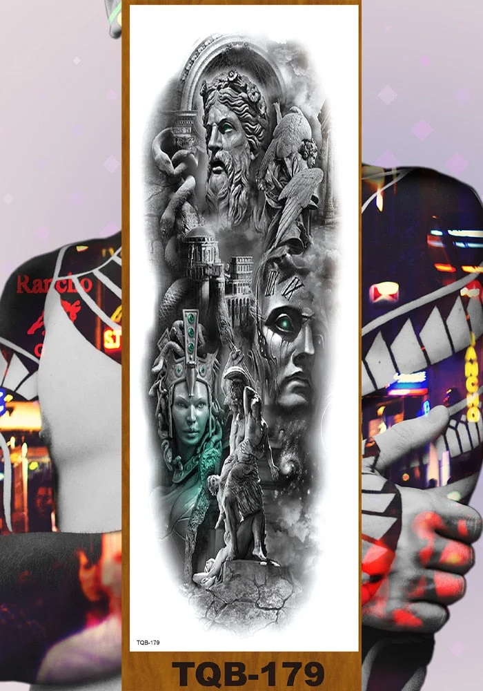 Full Flower Arm Temporary Tattoos Stickers Man Woman Girls Leg Fake Tatoo Lotus Buddhism Pray Cross Wing Drop Shipping DIY