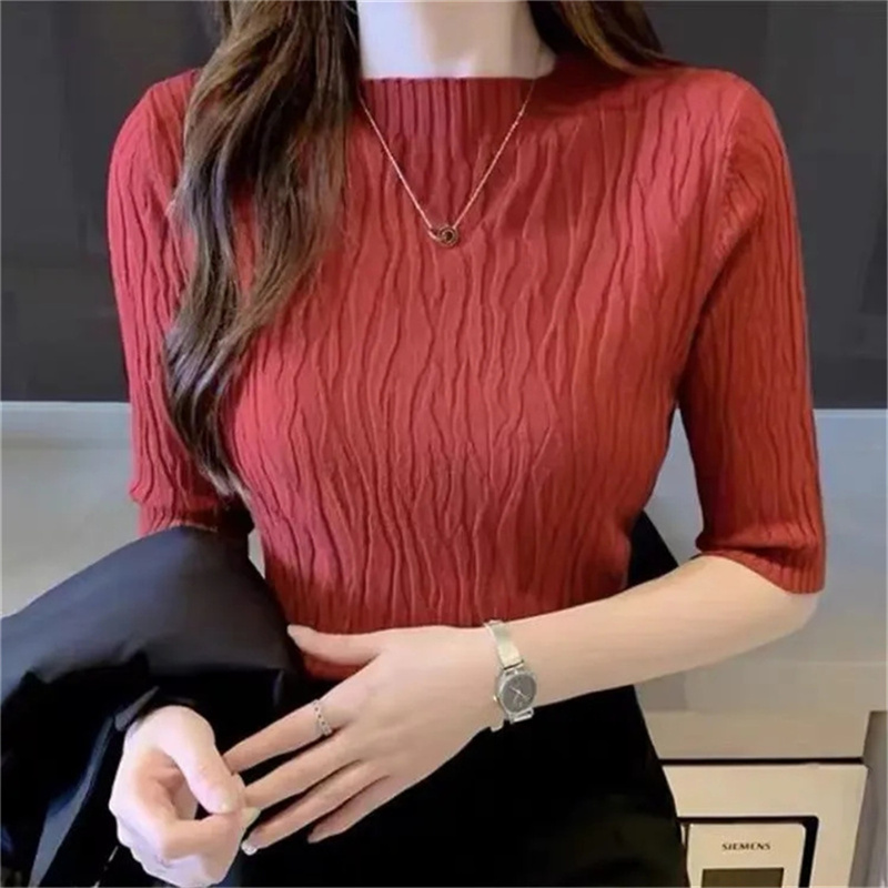 Possibilitat costume ideas women Spring Summer Korean Fashion Solid Sweater Women Short Sleeve Tops 2025 Pull Femme Casual Slim Female Pullover Knitted Clothes