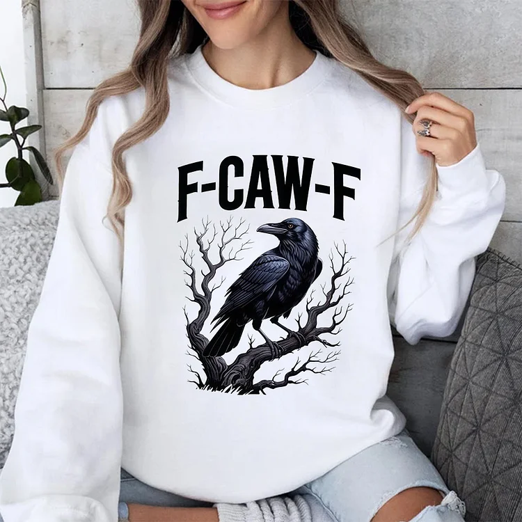F-Caw-F Raven Hoodie, Gothic Crow Tree Design Pullover for Sarcastic Halloween Fans Shirt, Sweatshirt
