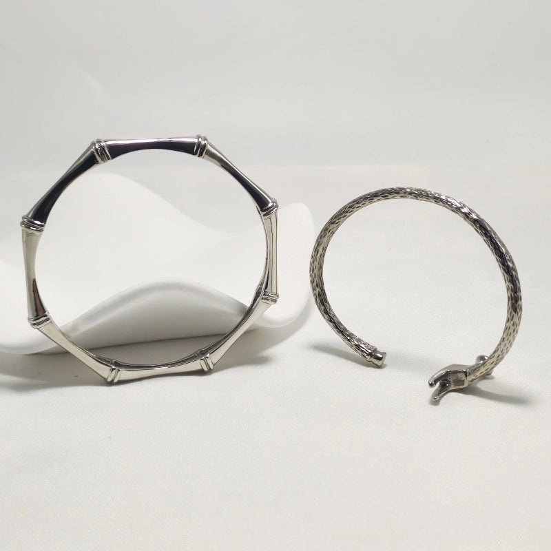 Hip-Hop Punk Commute Bamboo Joint Hammer 304 Stainless Steel Bangle In Bulk