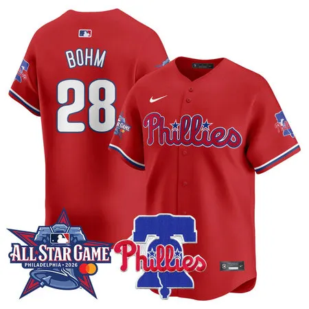 Men's Philadelphia Phillies #28 Alec Bohm Red 2026 MLB All-Star Jersey DCJ2