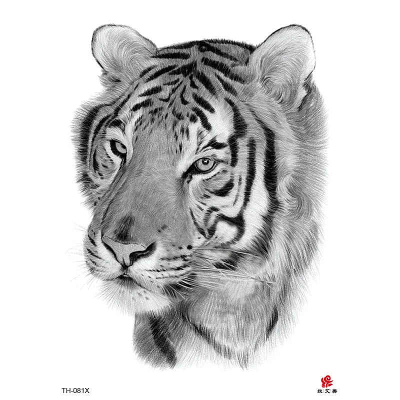Lion Tiger Cool Temporary Tattoo Sticker Fashion Wolf Waterproof Animal Body Art Arm Tatto Fake Removable Tatoo for Men Women