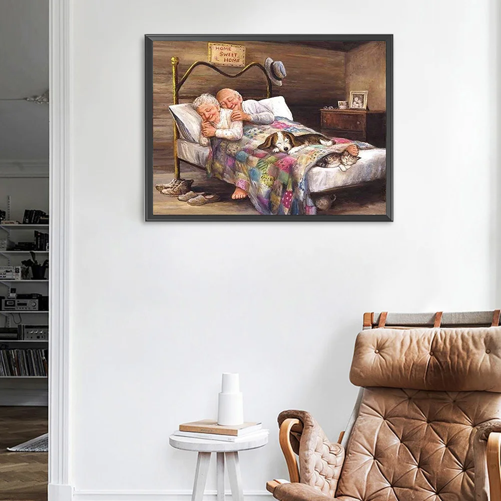 Diamond Painting - Full Round Drill - Old Couple(50*40cm)