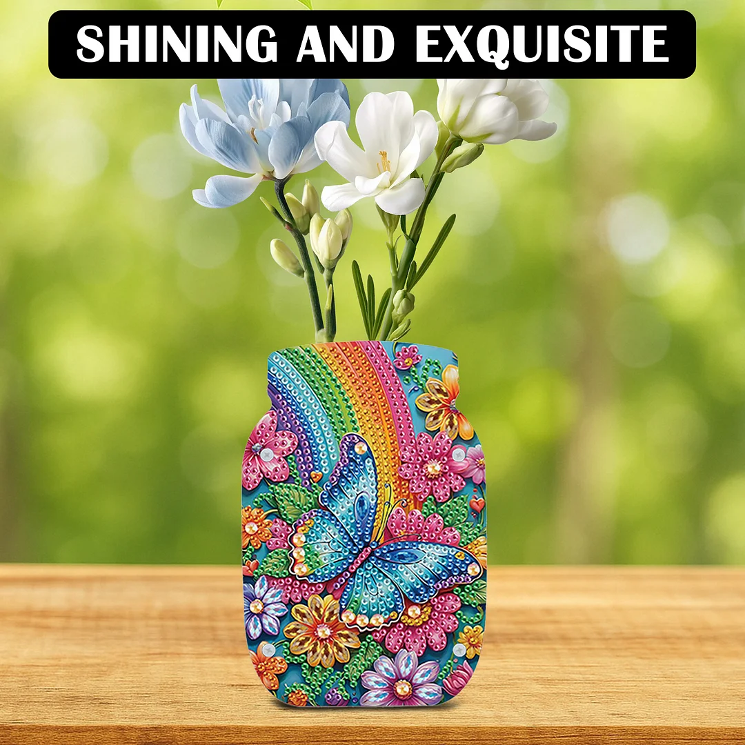 Butterfly Acrylic Double Sided Special Shape Diamond Painting Vase for Home