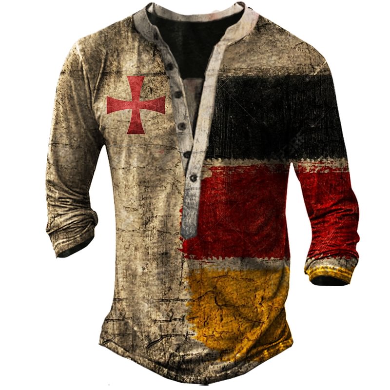 Men's Outdoor Crusades Tactical Henley Collar T-shirt-Compassnice®