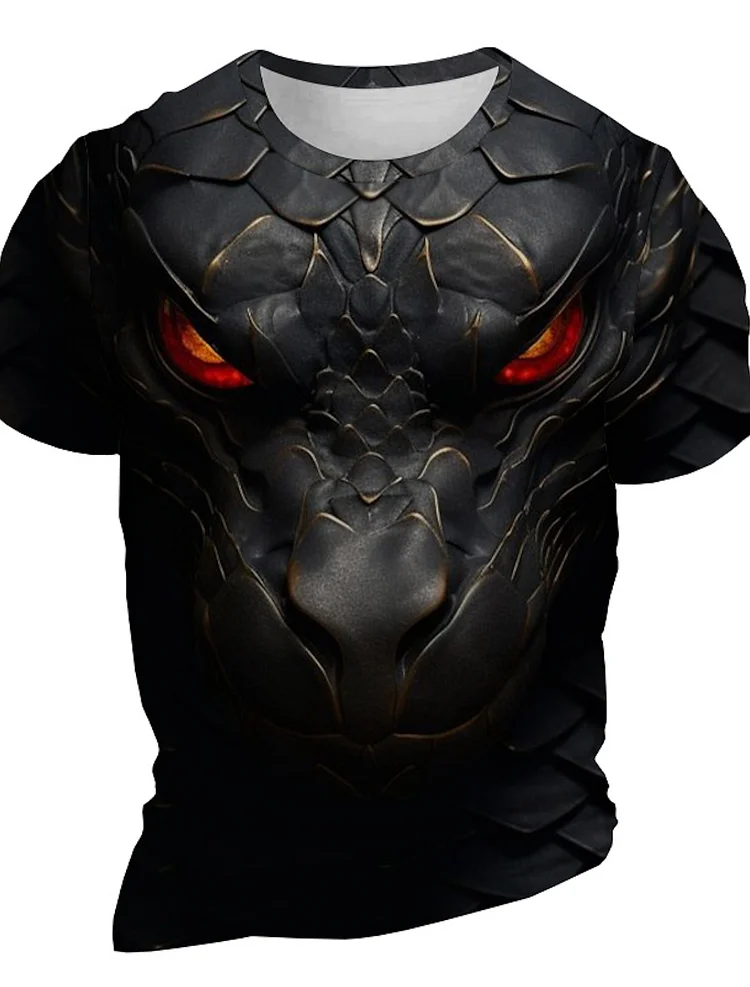 Kakacloud Men's T Shirt Tiger Graphics 3D Print Dragon Fashion Short Sleeve O-neck T-shirt Men's Clothing Oversized t-shirt Streetwear