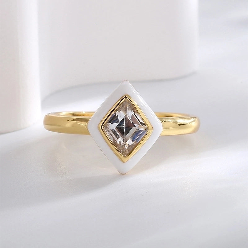 Minimalist Solid Color Copper Inlay Zircon Rings