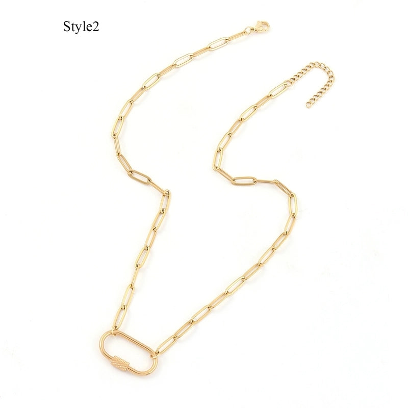 Elegant Minimalist Classic Style Oval 201 Stainless Steel 304 Stainless Steel Necklace