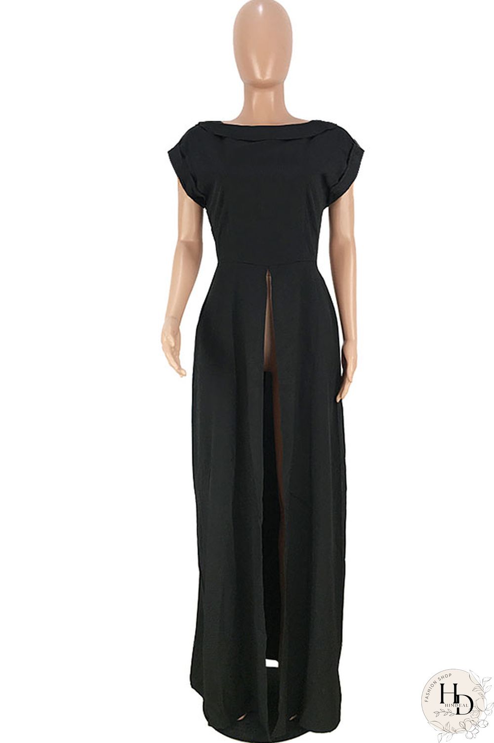 White Polyester Fashion Sexy Cap Sleeve Short Sleeves O neck A-Line Ankle-Length hollow out Patchwork chai