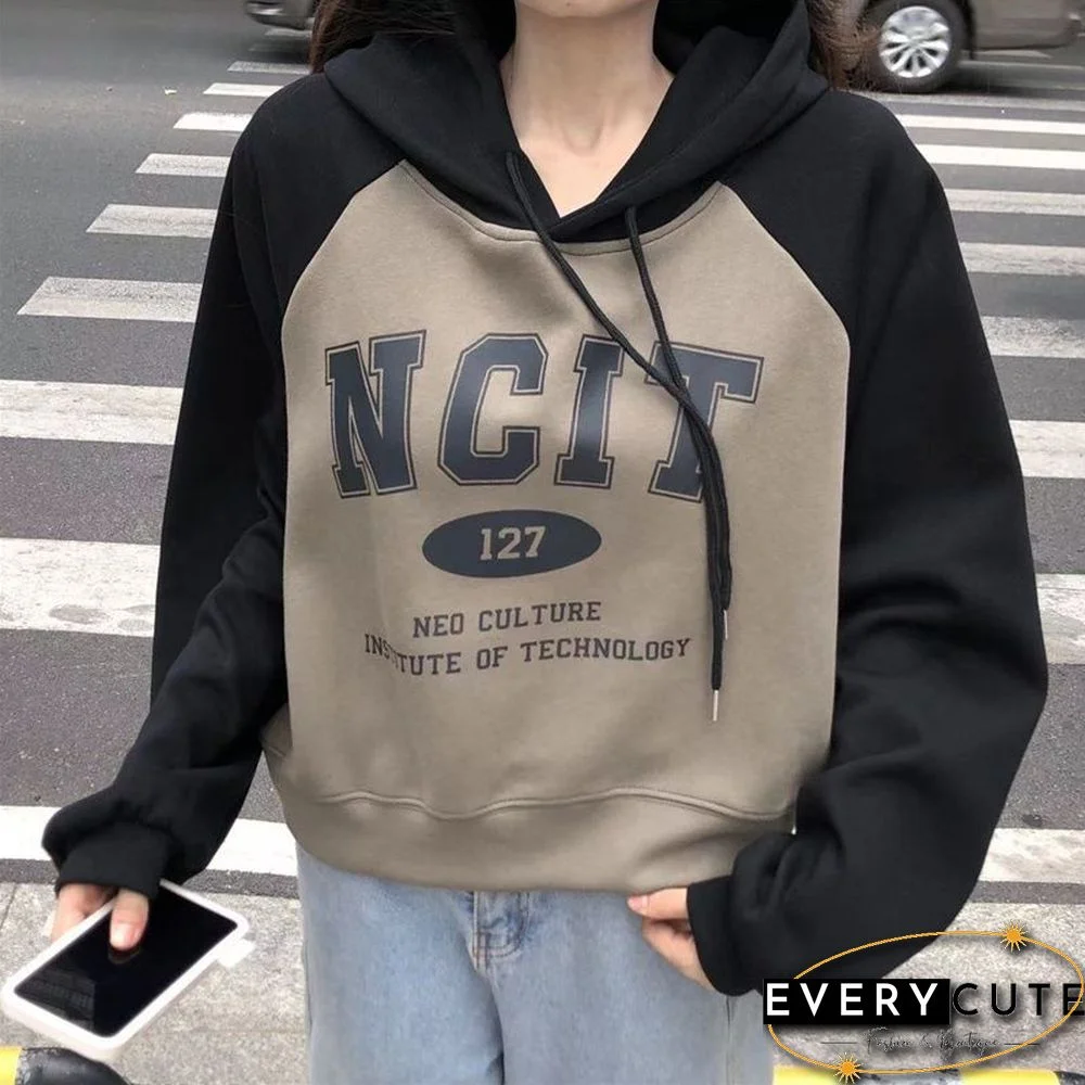 Fashion Streetwear Women Letter Print Hoodies Pullovers Casual Korean Long Sleeve Harajuku Sweatshirts Fall Chic Y2k Tops