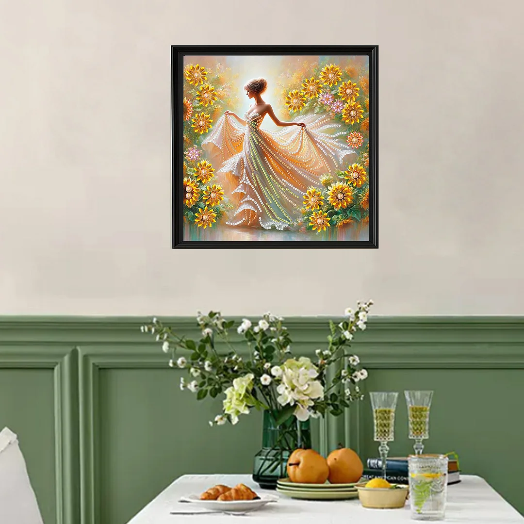 Diamond Painting - Partial Special Shaped Drill - Sunflower Girl(Canvas|30x30cm)