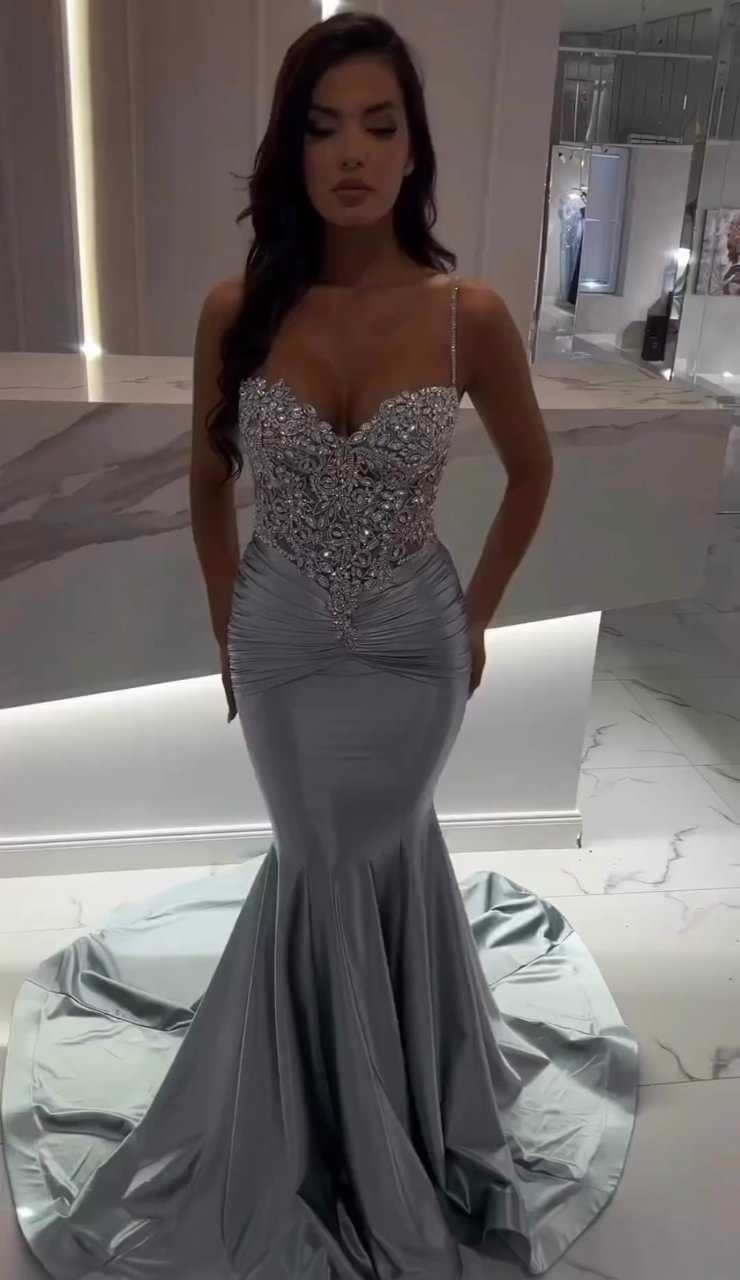 Daisda Chic Mermaid Beaded Sleeveless Prom Gown Dress 