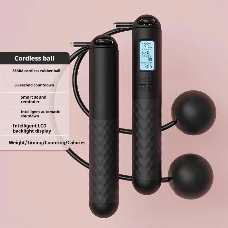 Magnetic Control Counting Skipping Rope ( Gravity Ball with/without Rope) ,For Lose Weight, Adjustable Ropeless Digital Jump Rope with Calorie Counter, Non-Slip Handles, Weighted Handles Speed Rope for Adult/Kids