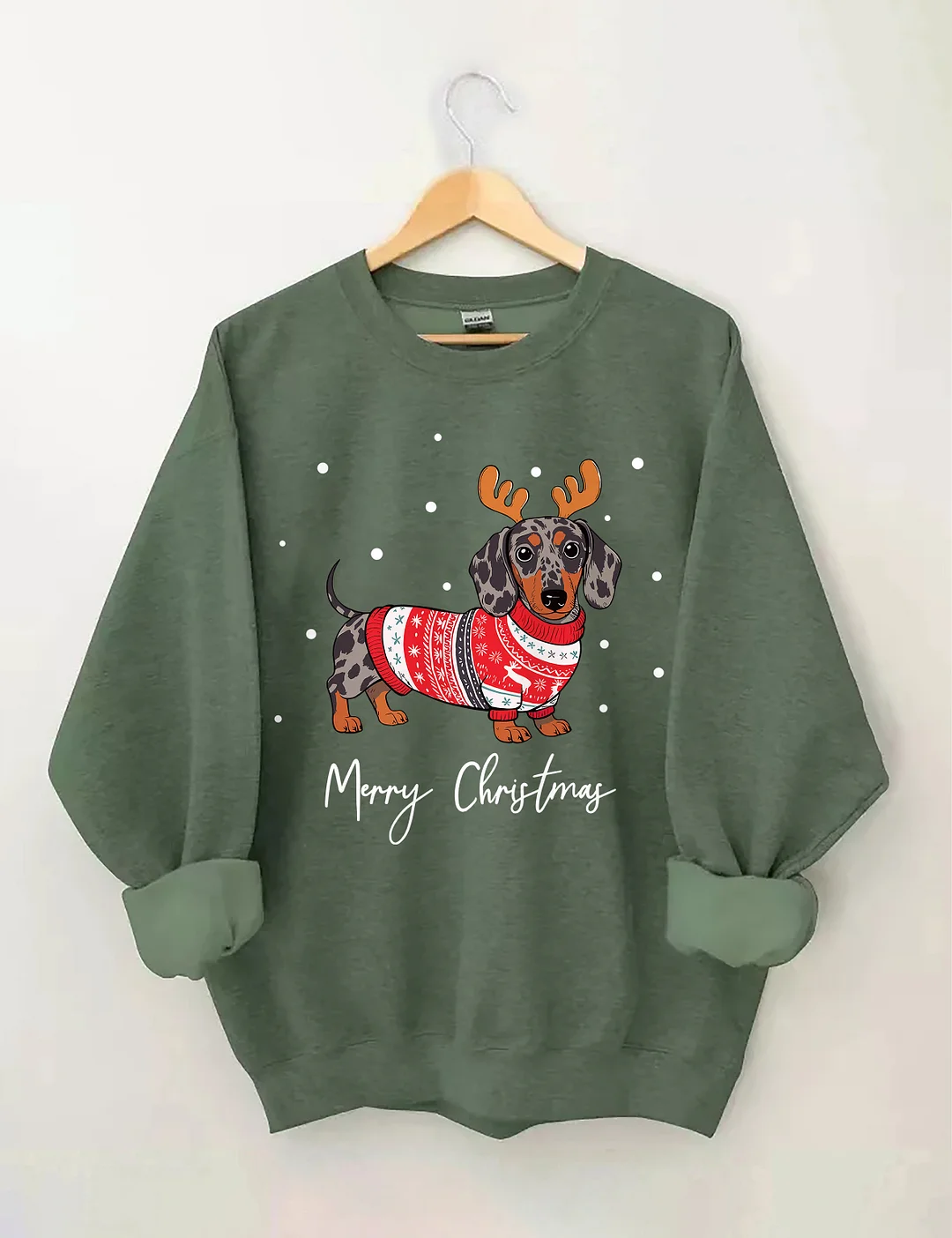 Dapple Dachshund Merry Christmas Holiday Sweatshirt
