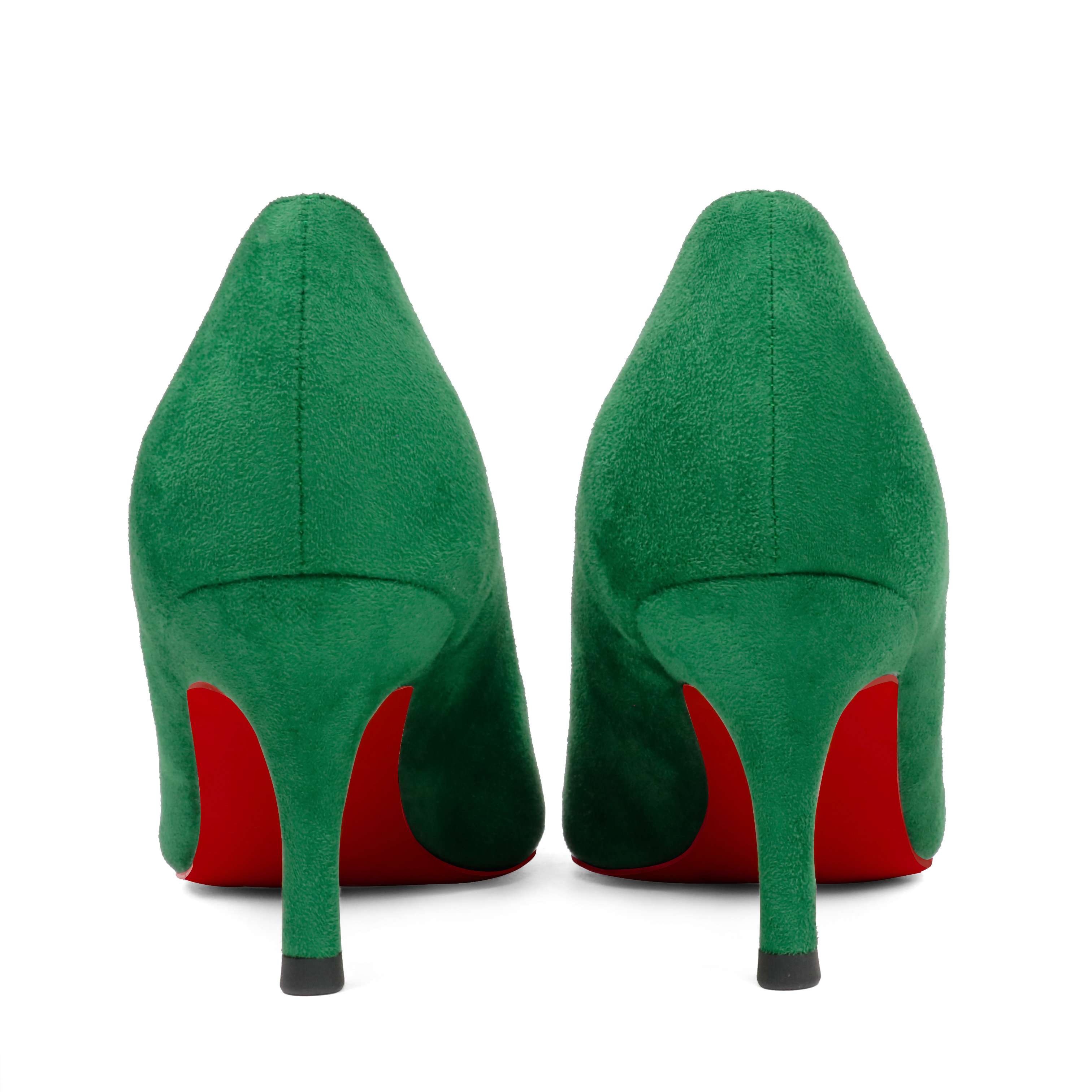 60mm Pointed Toe Red Bottom Kitten Heels Daily Suede Pumps for Women-MERUMOTE