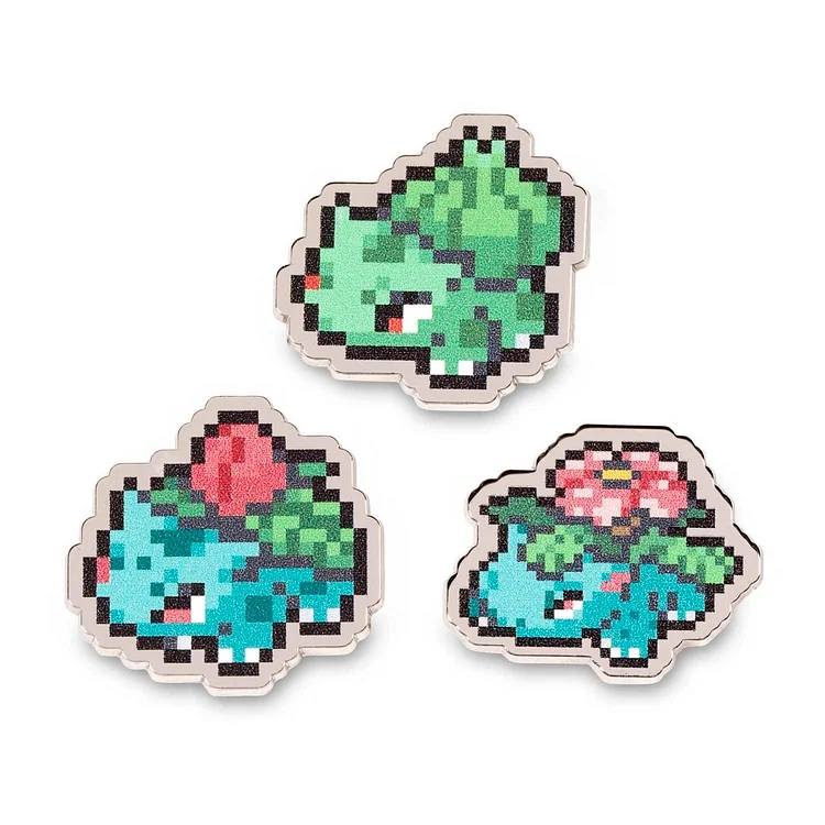 Bulbasaur, Ivysaur & Venusaur Pokémon Pixel Pins (3-Pack)