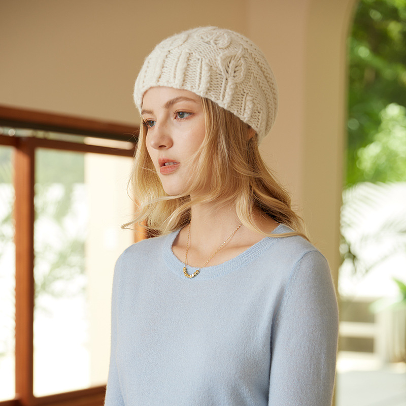 Fine Pattern Cashmere Beanie For Women REAL SILK LIFE
