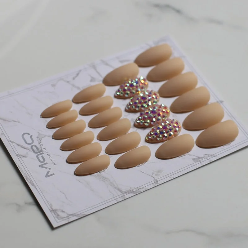 White Matte Pink Press On Nail Bling crystal Nail Art Burgundy Pointed Black false stiletto nail Gray  Nude with Stickers 24pcs-Nail Inspo