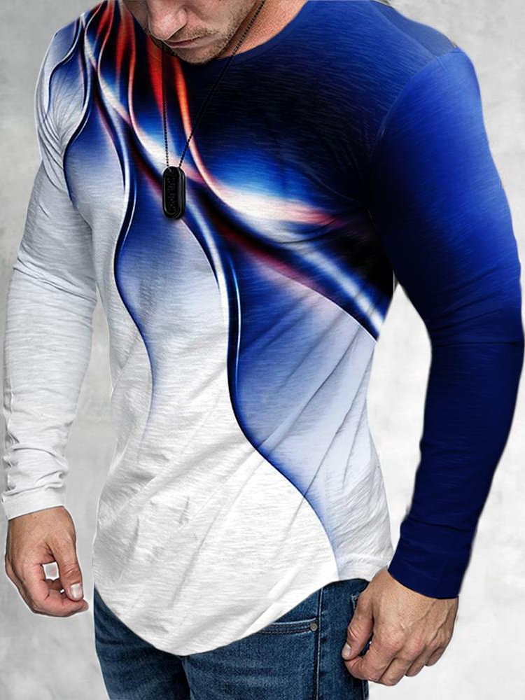 Men's Blue Abstract Pattern Tops