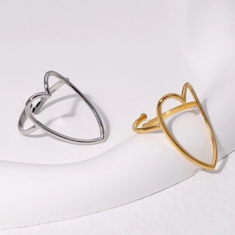 304 Stainless Steel 18K Gold Plated Sweet Plating Heart Shape Rings