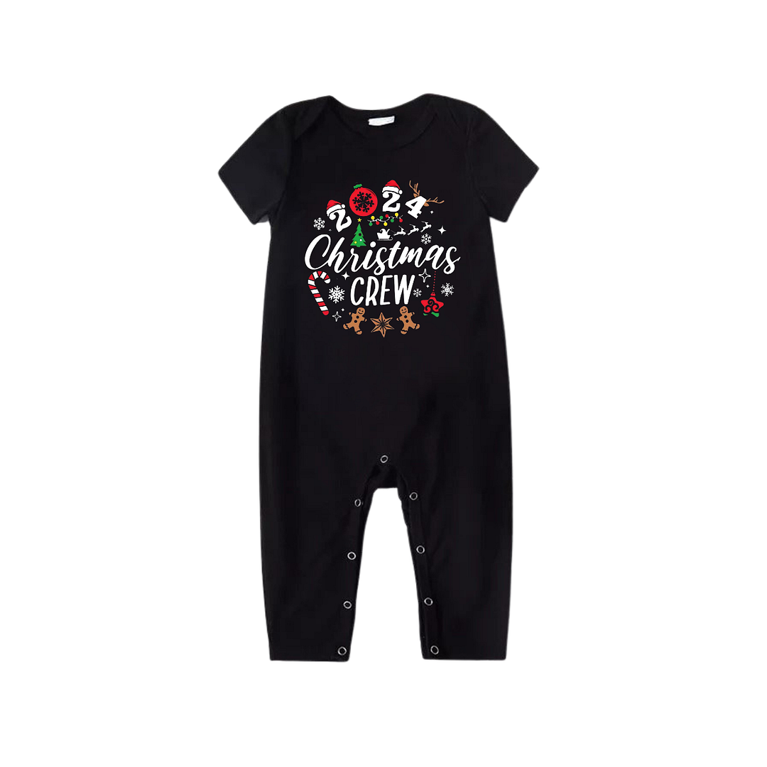 2024 Christmas Crew Making Memories Together Text Print Black Short Sleeve with Red & Black Plaid Pant Family Matching Pajamas