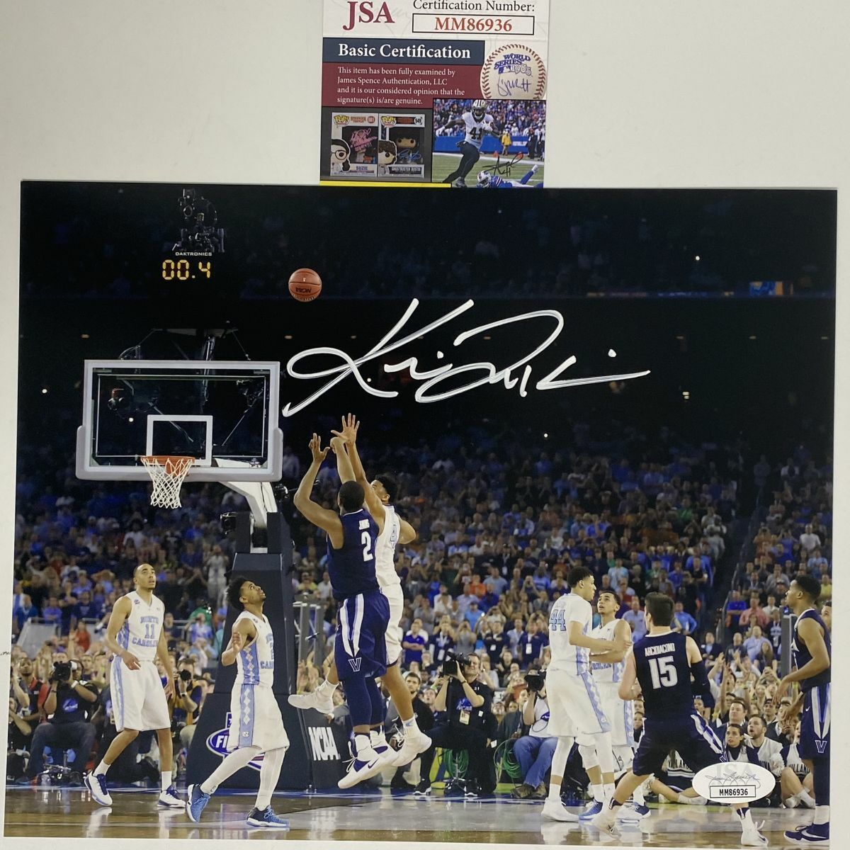 Autographed/Signed KRIS JENKINS The Shot Villanova 2016 8x10 Photo Poster painting JSA COA Auto