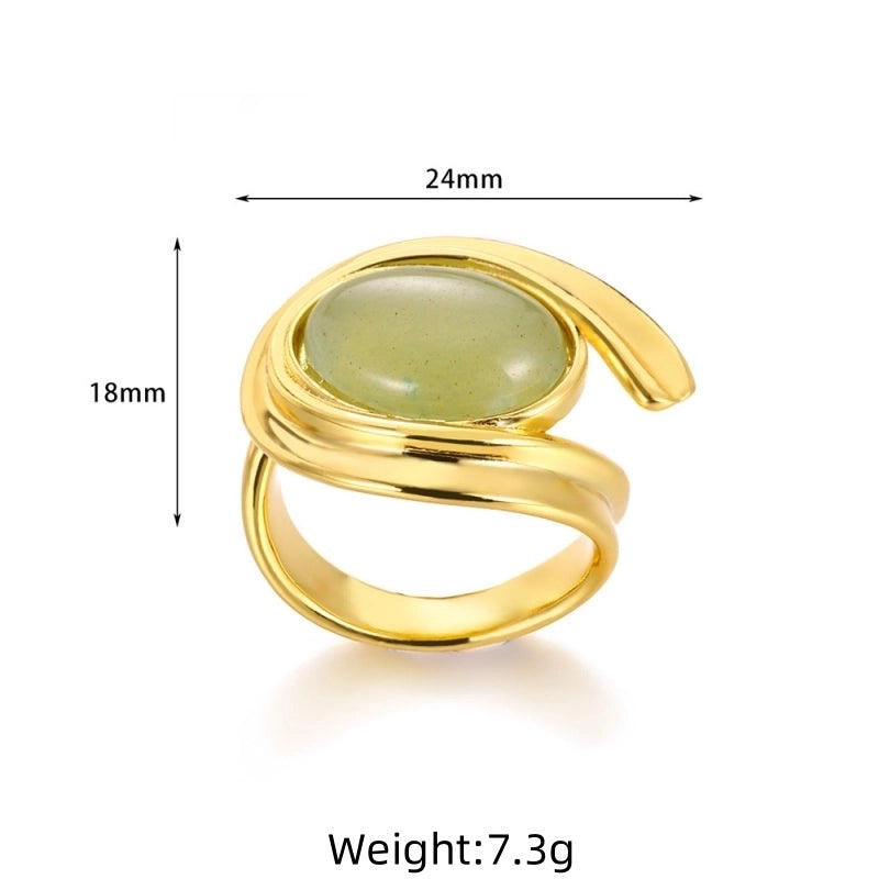 IG Style Elegant Classical Geometric 304 Stainless Steel Howlite Open Rings In Bulk