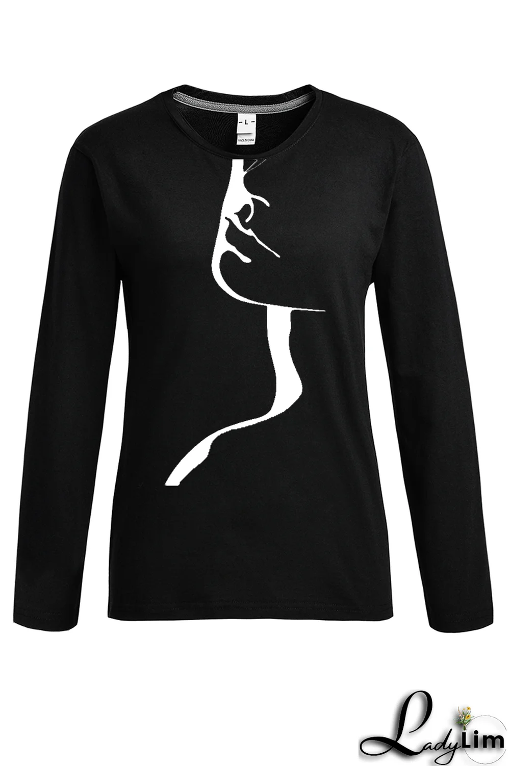 Black Casual Street Print Patchwork O Neck Tops