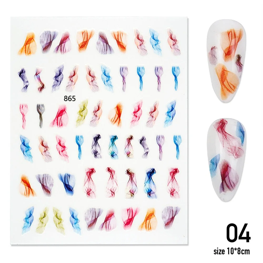 [Beautizon] Marbling Effect Nail Sticker Marble Effect Nail Decals 3D Nail Art Sticker water decal DIYVdecorations