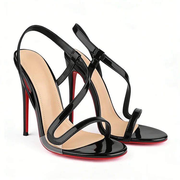120mm/4.72 inch Spotlight Wavy Straps Sandals Red Bottom Stilettos Vocosi VOCOSI
