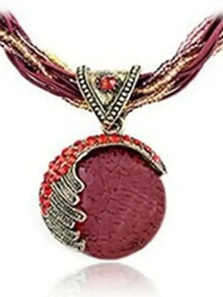 Boho Handmade Beaded Braided Pendant Necklaces