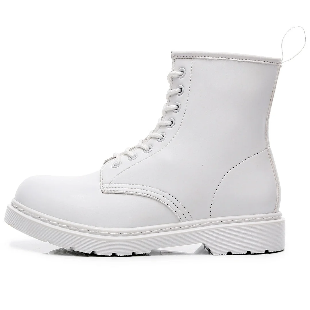 2022 Fashion Women Martin Boots GENUINE LEATHER White Ankle Boots Female Casual Punk Shoes Plus Size Man Motorcycle white Boot