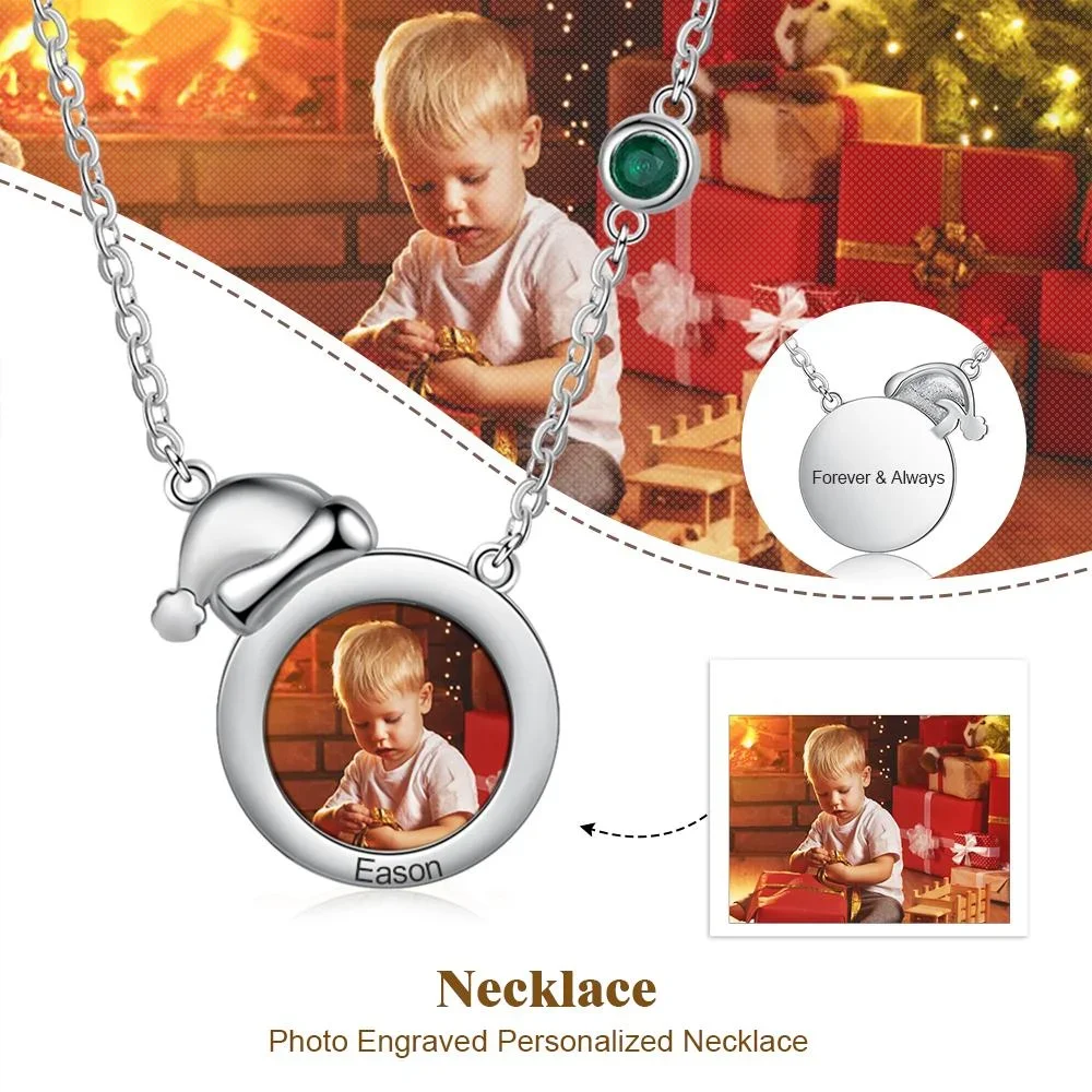 Christmas Photo Personalized Custom Necklace With Engraving