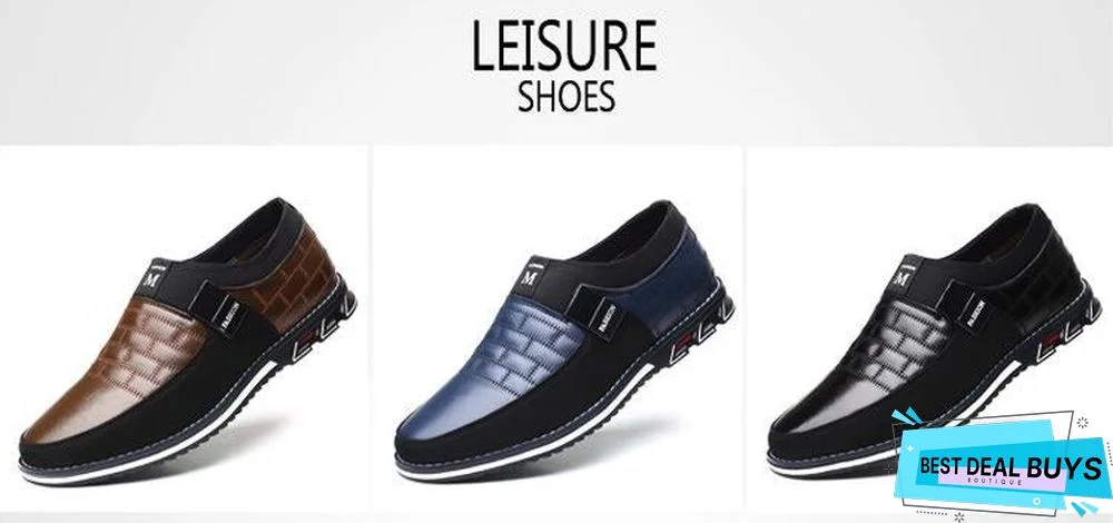 Leather Men Casual Shoes Mens Loafers Moccasins Breathable Slip On Black Driving Shoes