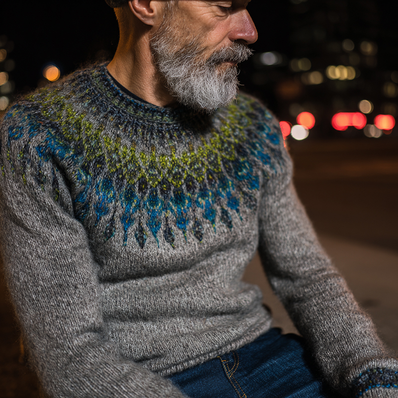 Vintage Norwegian Knit Fair Isle Jacquard Crew Neck Sweater elevenforest