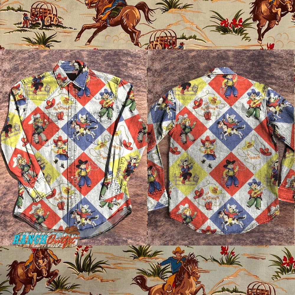 Funny Cowboys For Kids Vintage Print Casual Shirt Multicolor / S