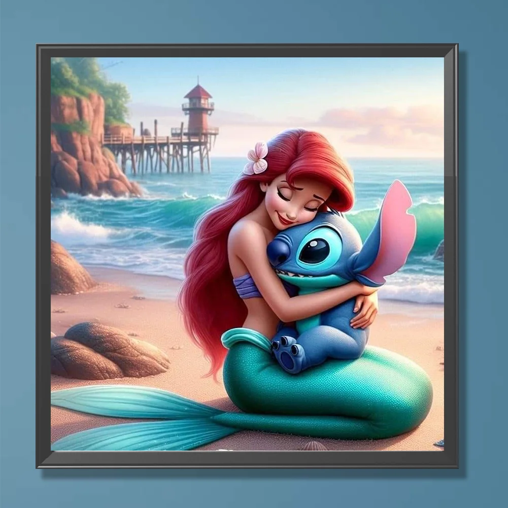 Diamond Painting - Full Round Drill - Stitch With Princess(Canvas|30*30cm)