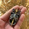 Original S925 Sterling Silver Bone Sword Angel Skull Pendant