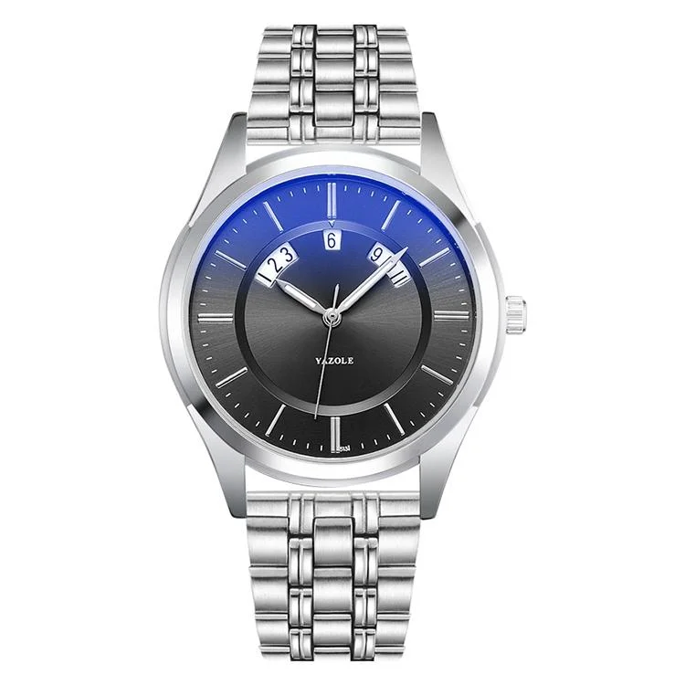 YAZOLE 513 Steel Band Calendar Waterproof Quartz Watch