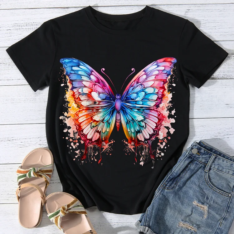 Mystical Blossom Butterfly  Women Round Neck T-shirt BSTCA0007