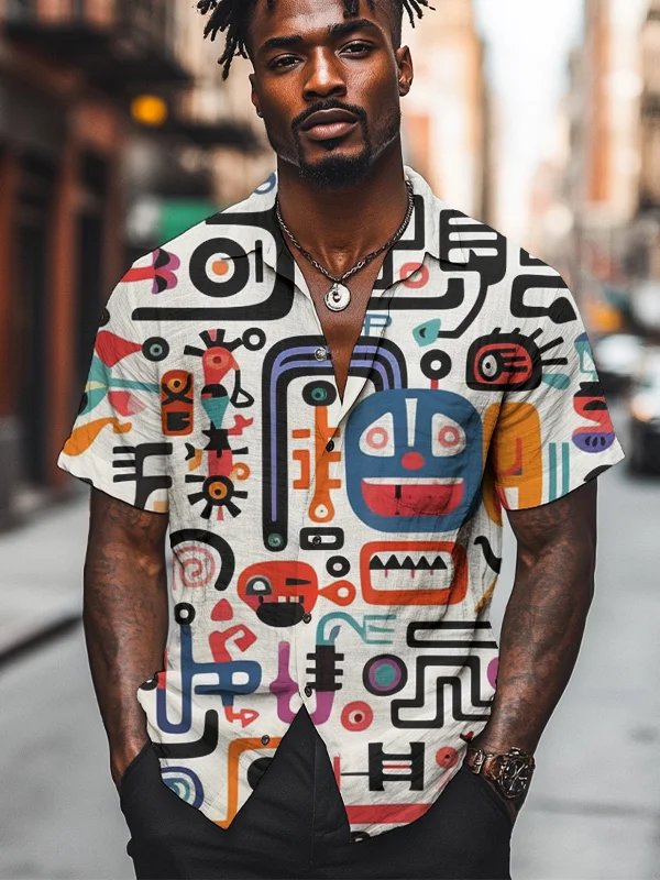 Men's Funny Abstract Pattern Art Print Shirt