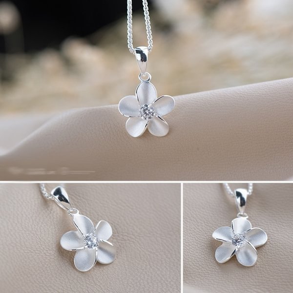 Fashion Jewelry 925 Sterling Silver Clavicle Chain Crystal Plum Blossom Pendant Necklace - Shop Trendy Women's Fashion | TeeYours