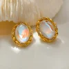 Oval Twist Flashing Design Copper Gold Plated Earrings