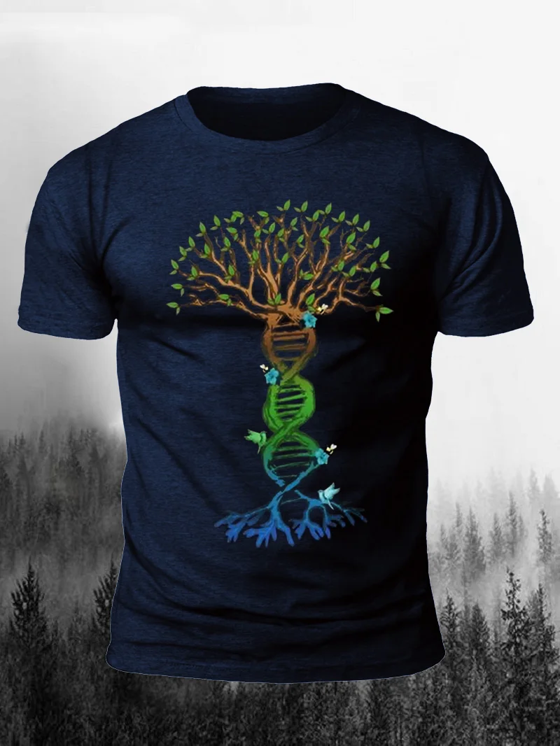 DNA Tree Life Genetics Print Short Sleeve Men's T-Shirt in  mildstyles