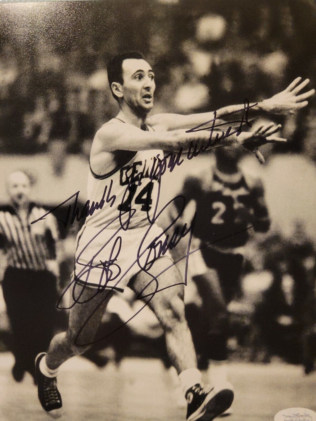 Bob Cousy signed 8x10 Photo Poster painting Boston Celtics HOF autographed JSA COA TT21527