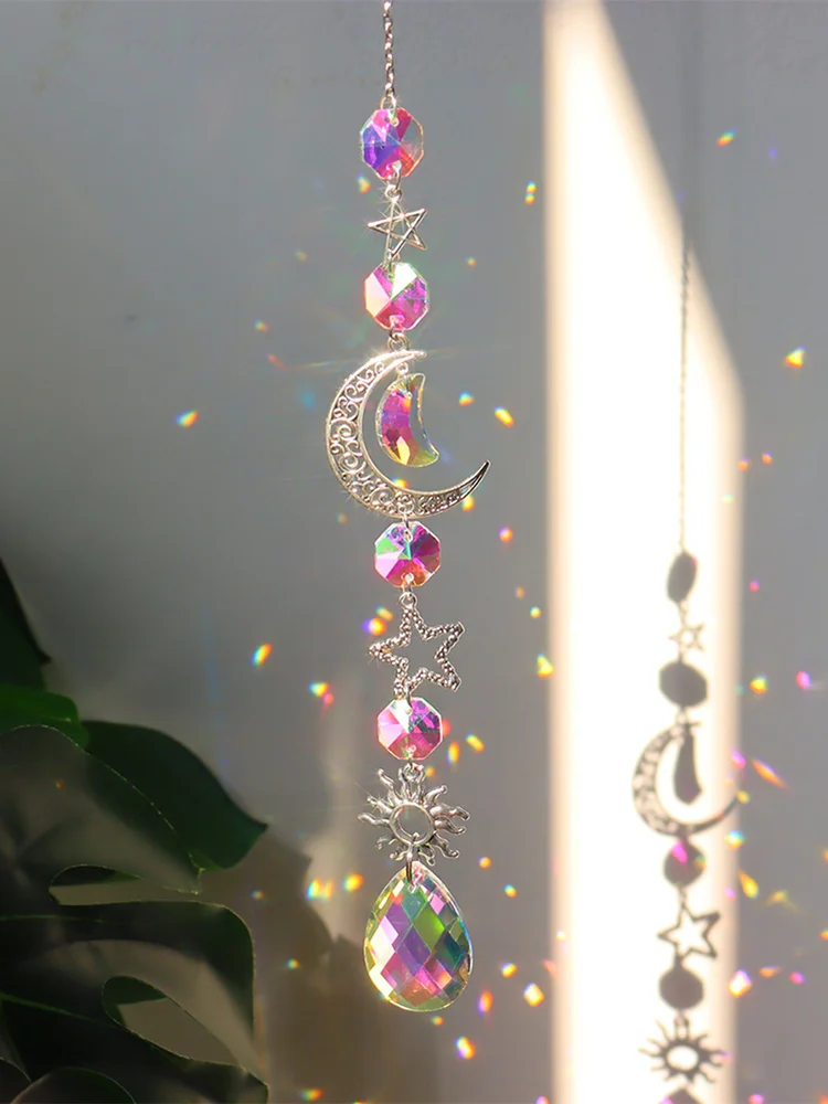 Crystal Wind Chime Prism Catchers Hanging Ornament Curtain Garden Pendant