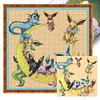 (Stamped/Counted) Evolution Form Of Pok&eacute;mon Eevee - 11CT Cross Stitch 50*50cm/19.69*19.69in